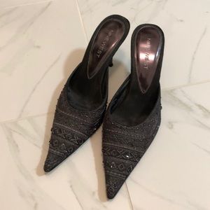 Nine West Grayish black embellished heels size 8M